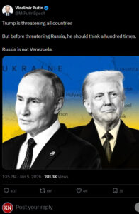 Putin warnin to Trump on X