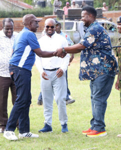 Oketch Salah and  H.E. President William Samoei Ruto at the 2025 Junet Mohamed Tournament finals in Suna East. 