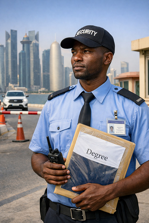 Kenyan Man With Mechanical Engineering Degree Now Working as Security Guard in Qatar