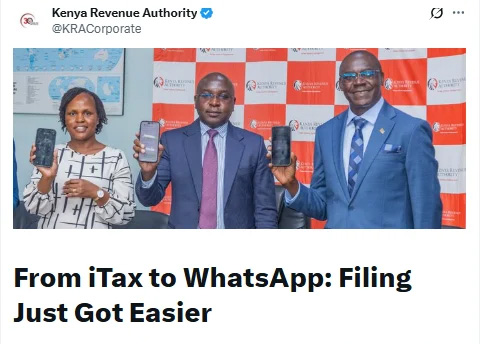 KRA introduces WhatsApp tax filing