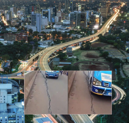 Nairobi, Kangemi Residents Raise Alarm Over Huge Crack on Waiyaki Way Slip Road