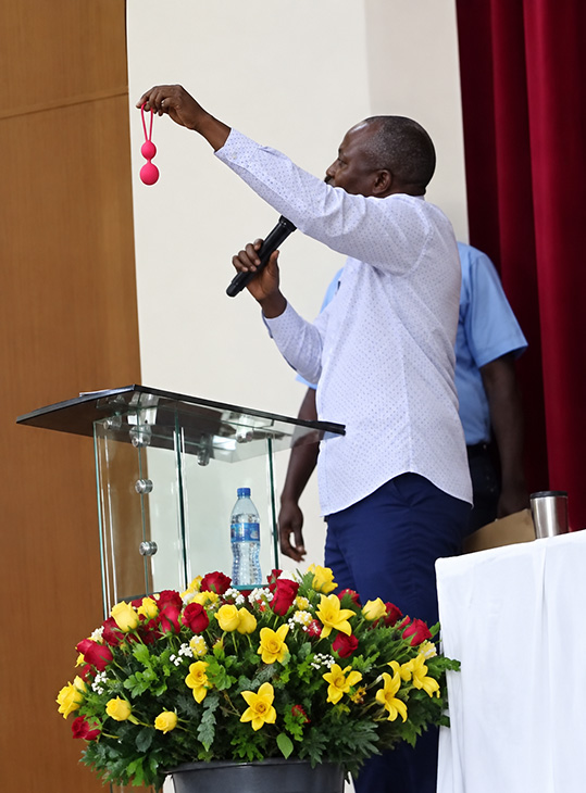 Bold Kabarak University Lecturer Pulls Out a Red Vibrator and Weed Cookie During First-Year Orientation “Unaaribu stima. Hizi vitu hazitakiki” Bold Kabarak University Lecturer Pulls Out a Red Vibrator and Weed Cookie During First-Year Orientation